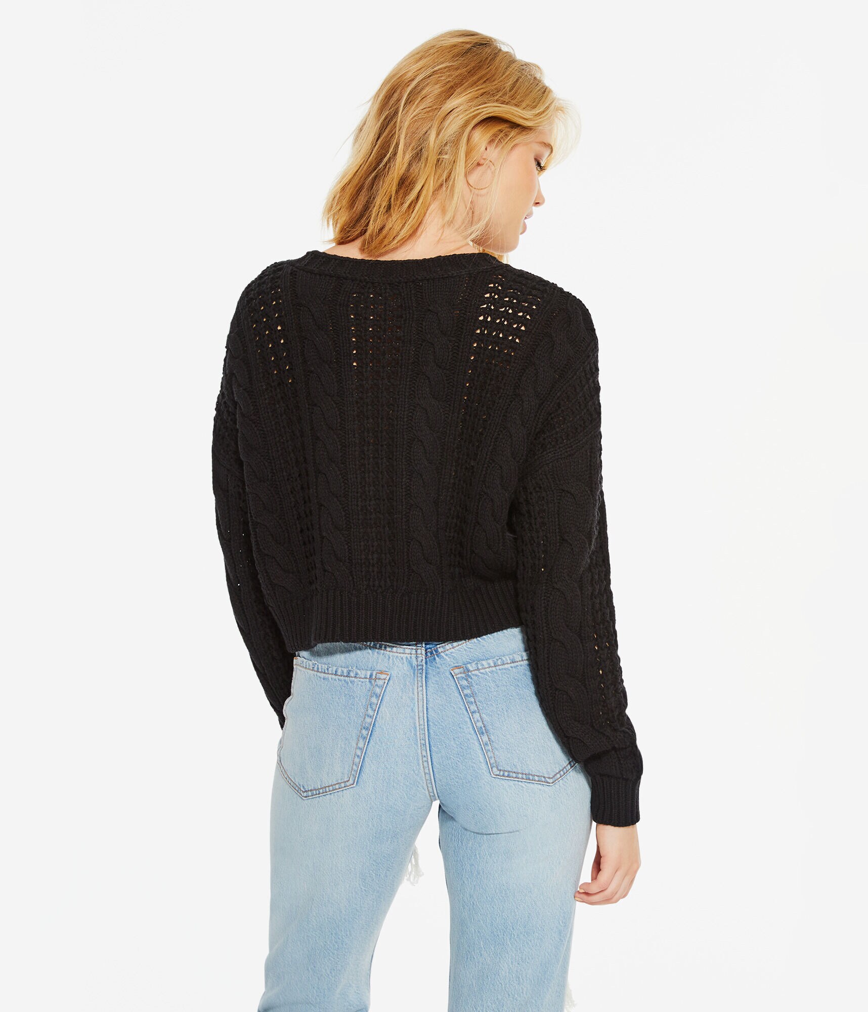 Cable-Knit V-Neck Cardigan