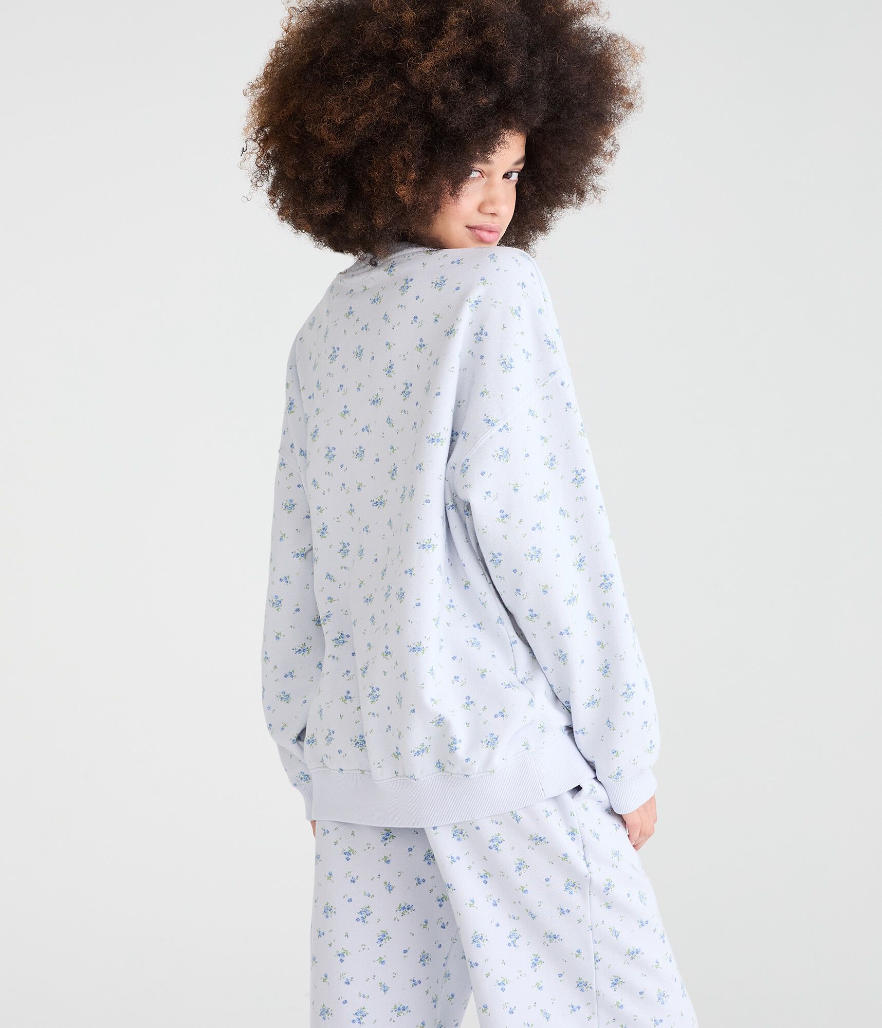 Cloud Soft Floral Print Oversized Crew Sweatshirt