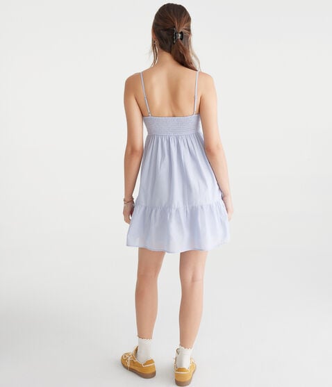 Solid V-Neck Lace-Trim Babydoll Dress Solid V-Neck Lace-Trim Babydoll Dress