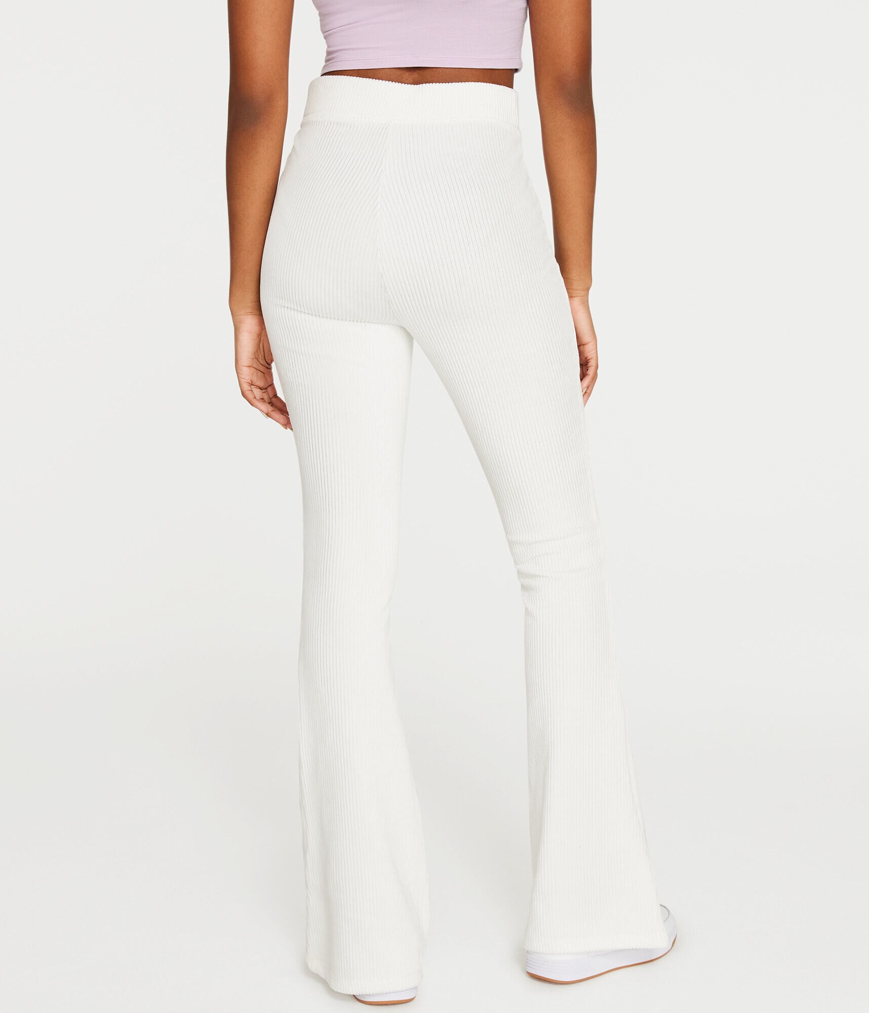 High-Rise Ribbed Velour Flare Pants