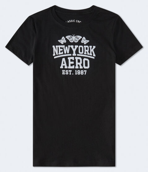 New York Aero Butterflies Flocked Graphic Tee New York Aero Butterflies Flocked Graphic Tee