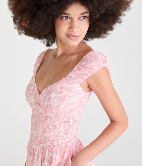 aeropostale long dresses Aeropostale Womens' Floral V-Neck Halter Maxi Dress - Pink - Size S - Rayon