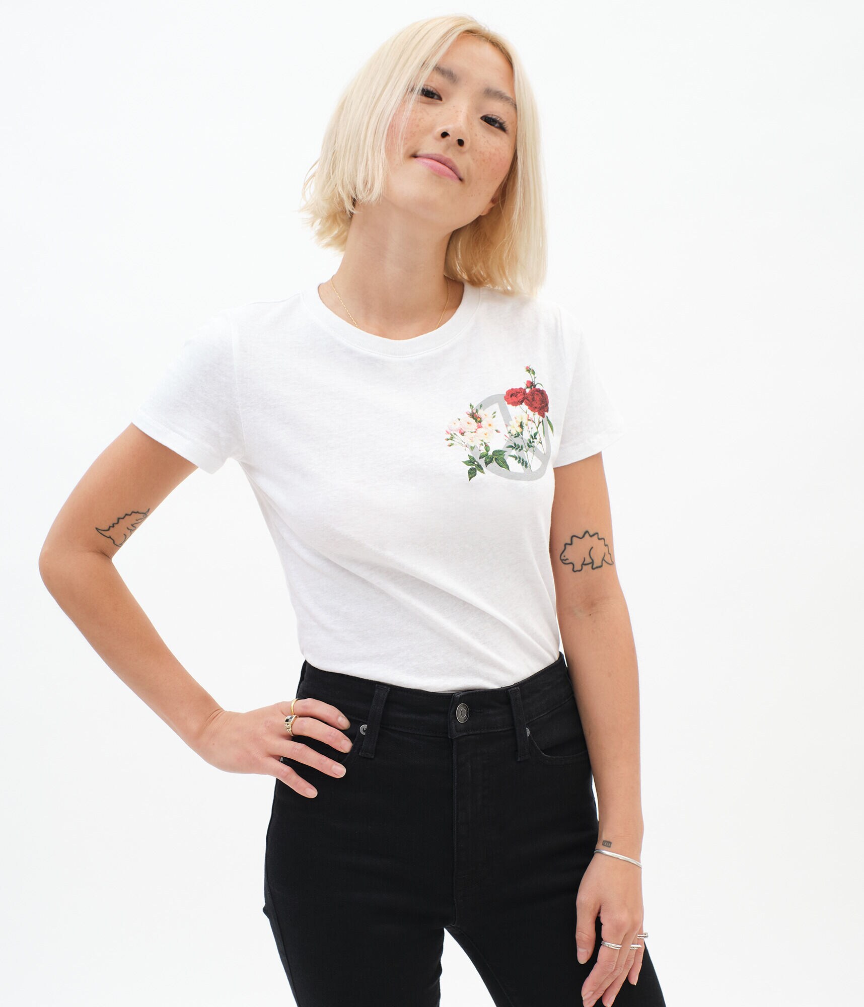 Floral Peace Sign Graphic Tee