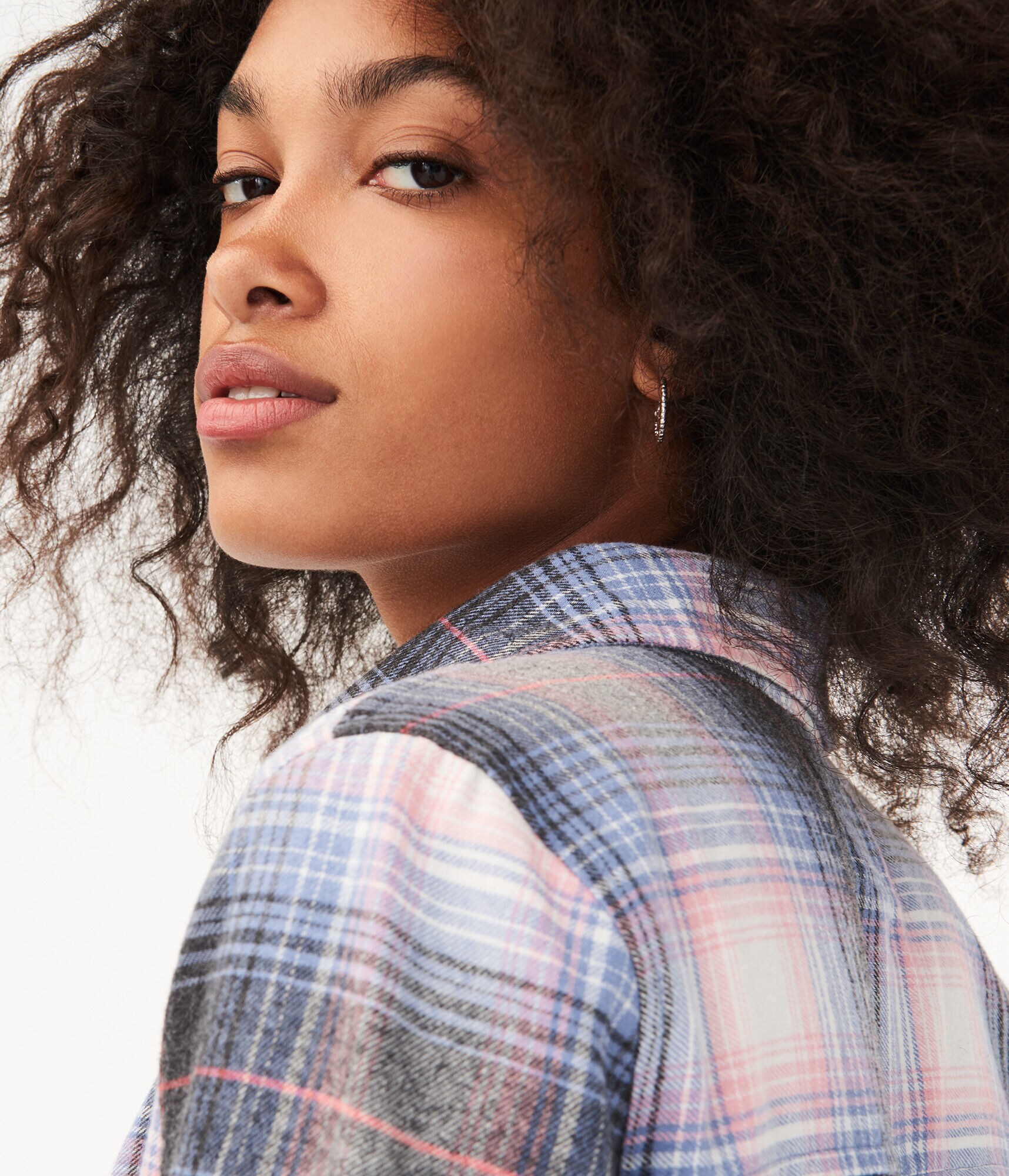 Long Sleeve Plaid Boyfriend Button-Down Shirt