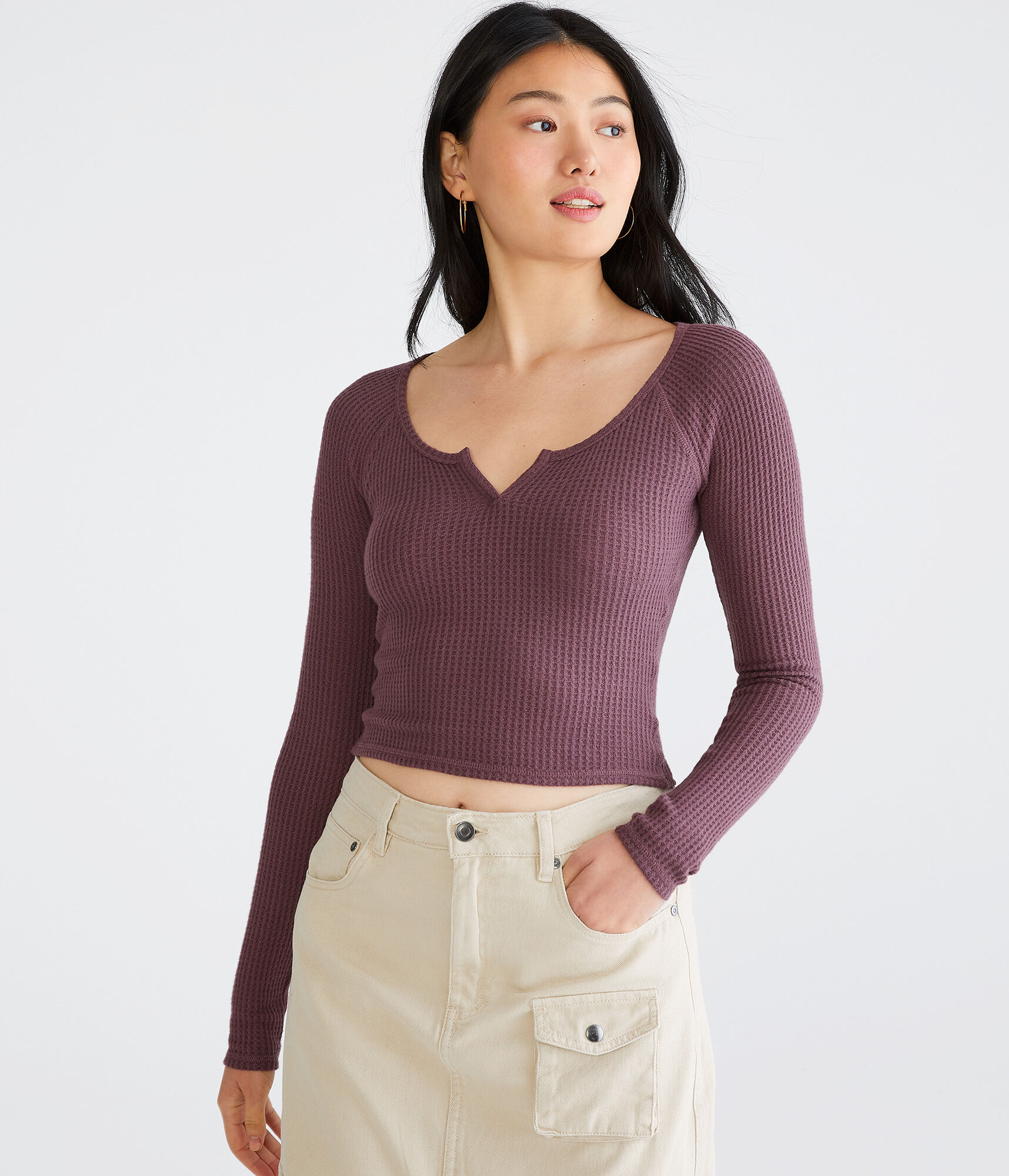 Long Sleeve Seriously Soft Notched Shrunken Tee