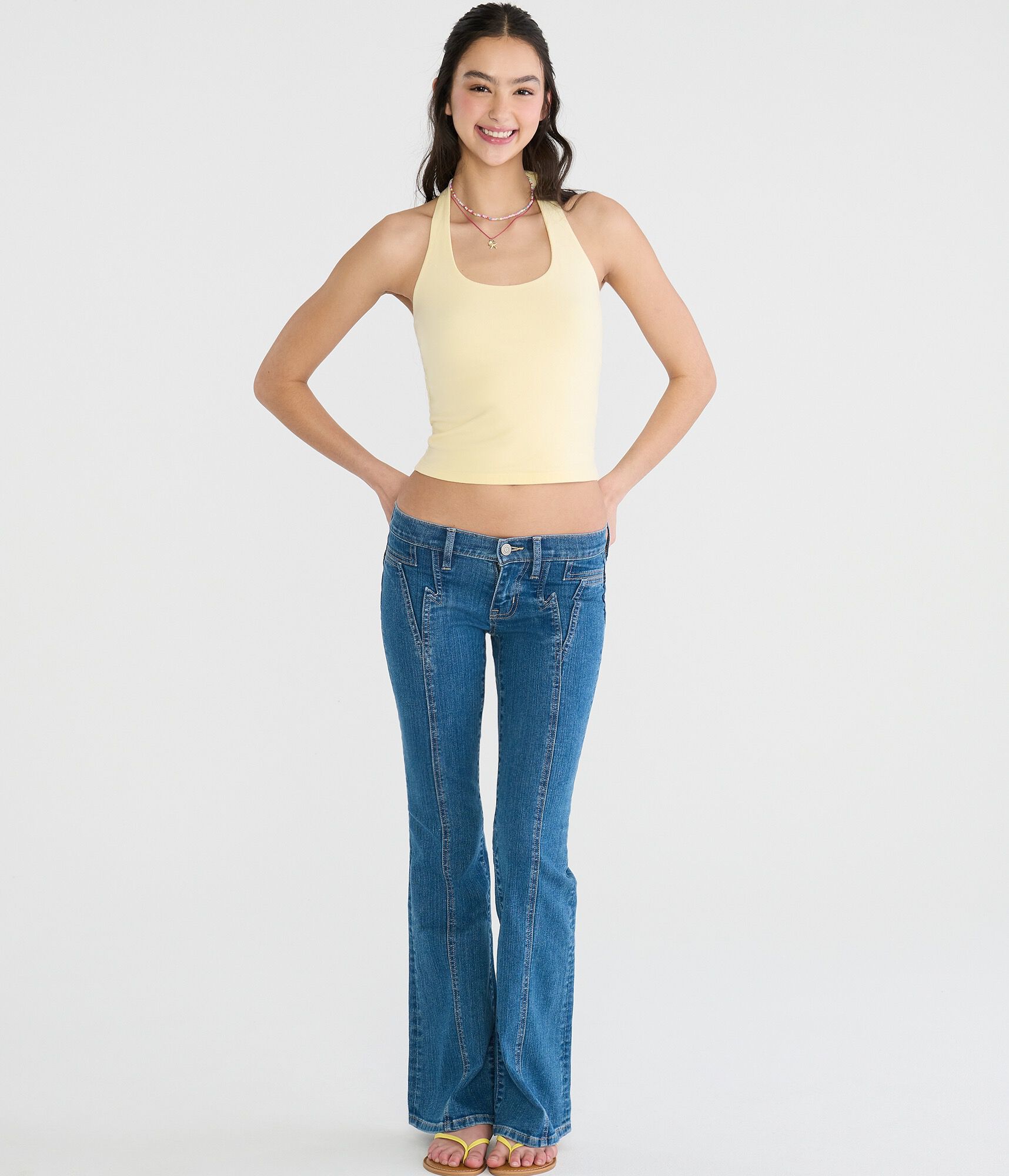 Super Low-Rise Flare Lightning Bolt Jean