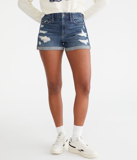 Curvy High-Rise Denim Midi Shorts Curvy High-Rise Denim Midi Shorts