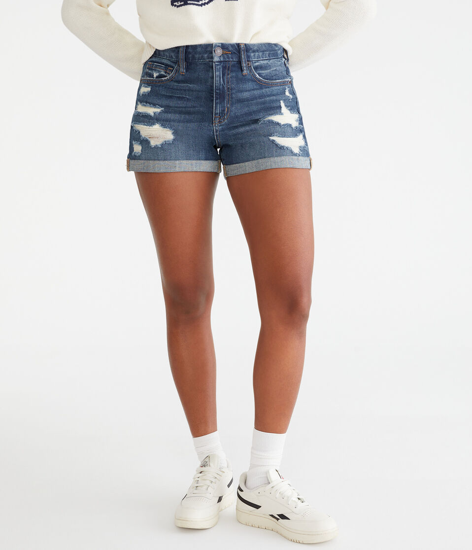 Curvy High-Rise Denim Midi Shorts