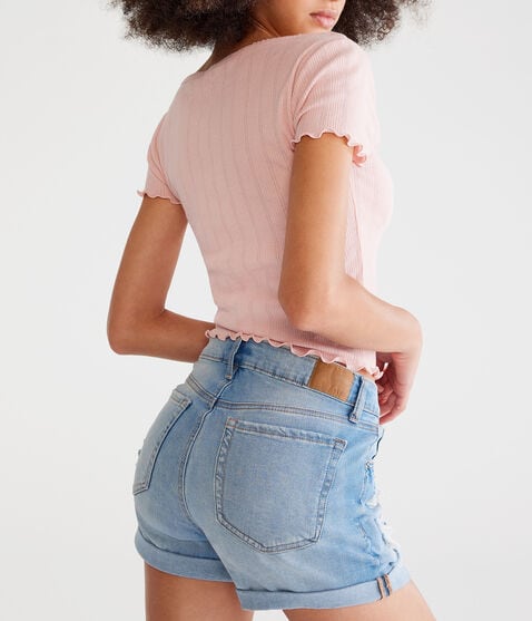 Seriously Stretchy High-Rise Denim Midi Shorts Seriously Stretchy High-Rise Denim Midi Shorts