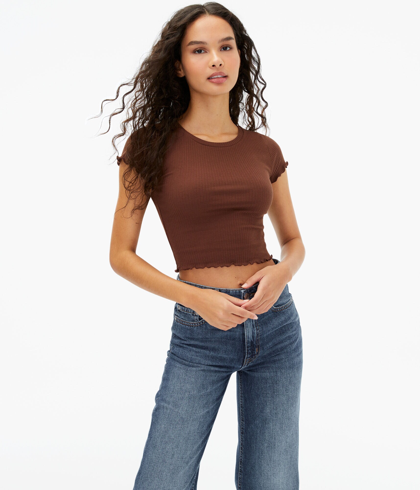 Ribbed Cropped Shrunken Tee