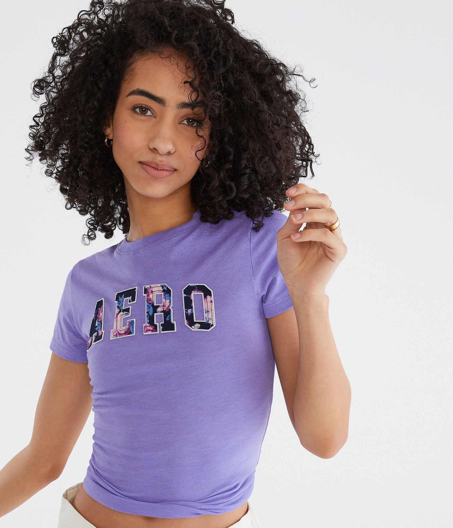 Aero Floral Logo Appliqu&eacute; Graphic Tee