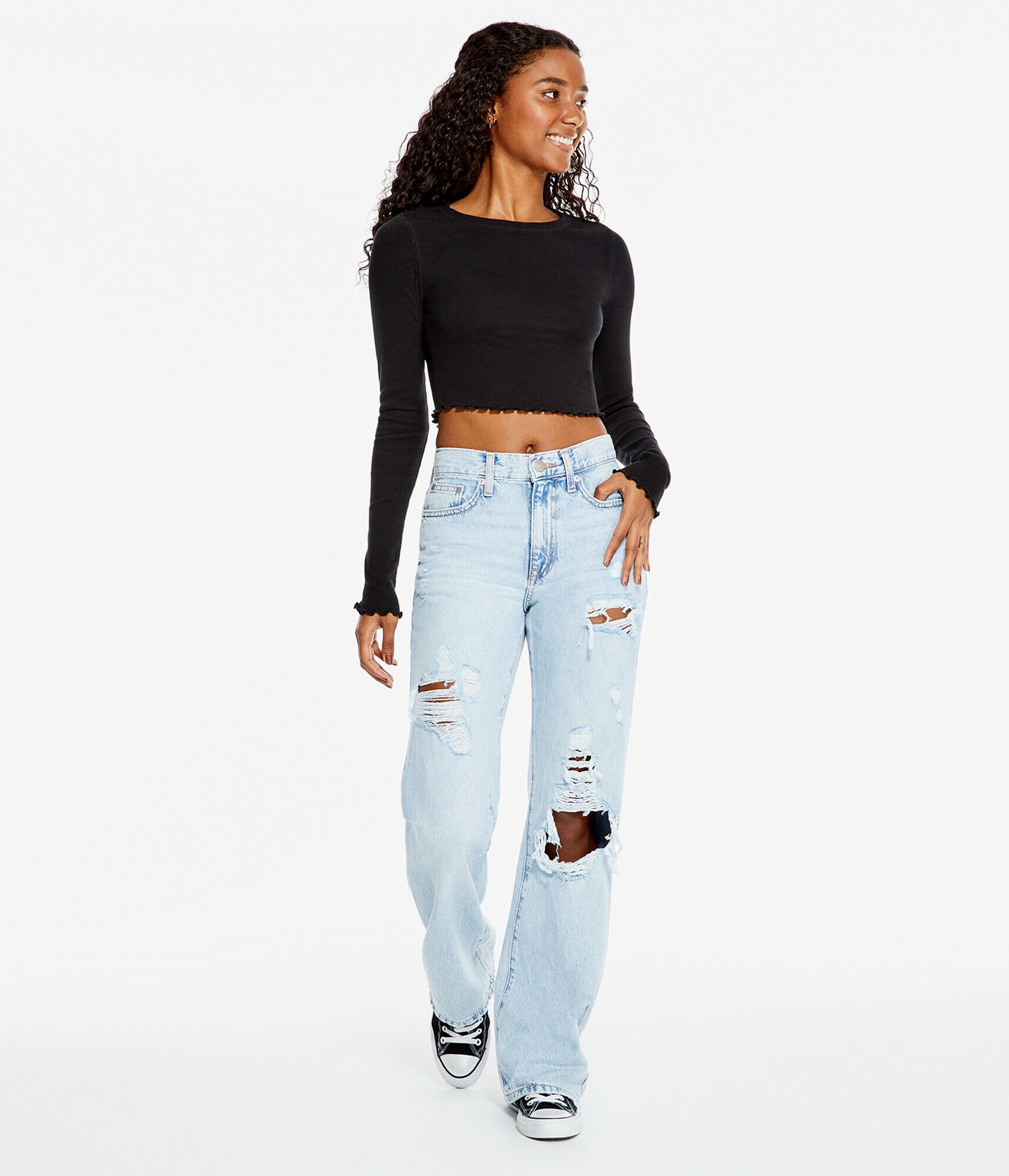 Long Sleeve Pop Punk Cropped Baby Tee