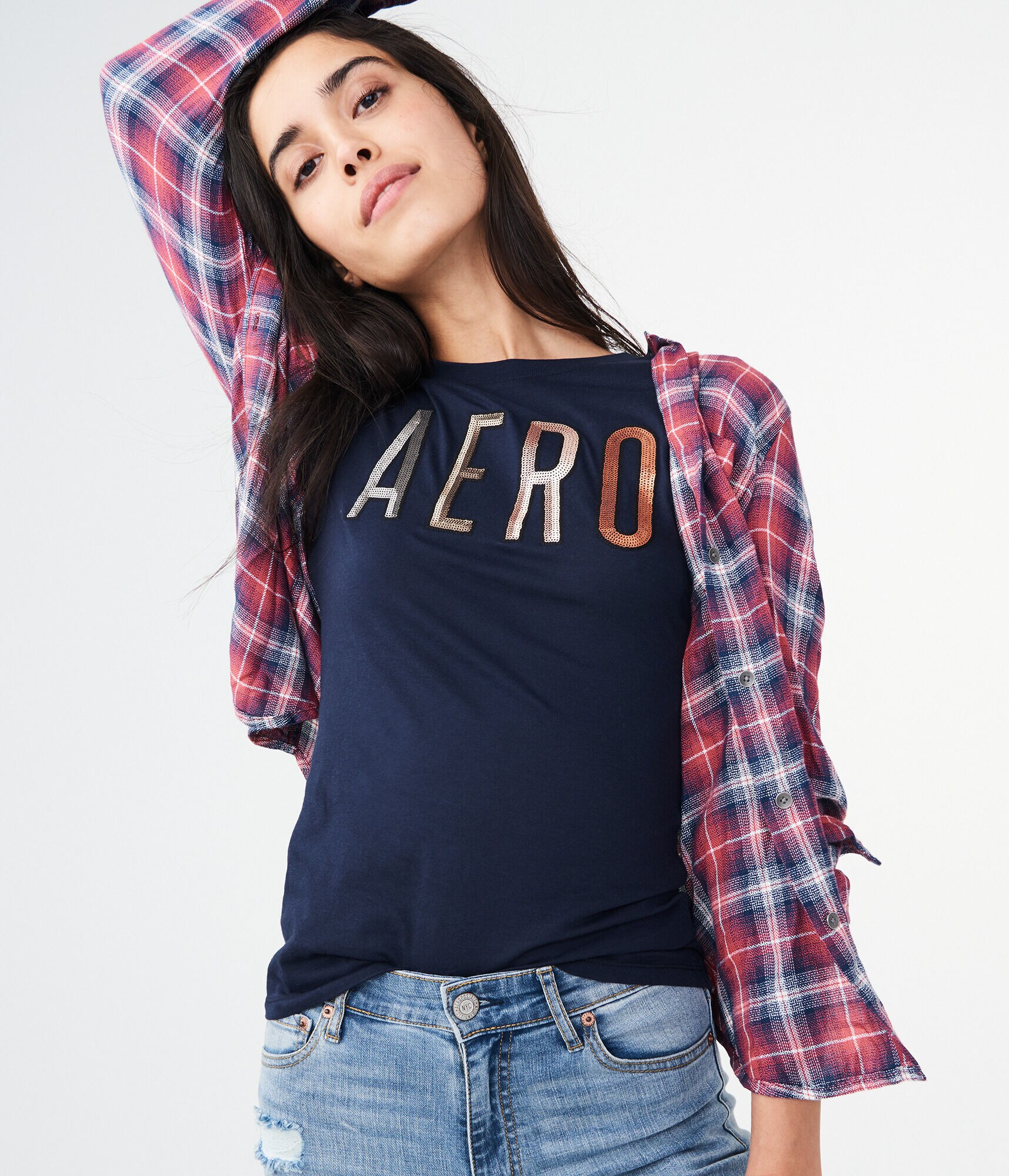 Aero Block Sequin Graphic Tee