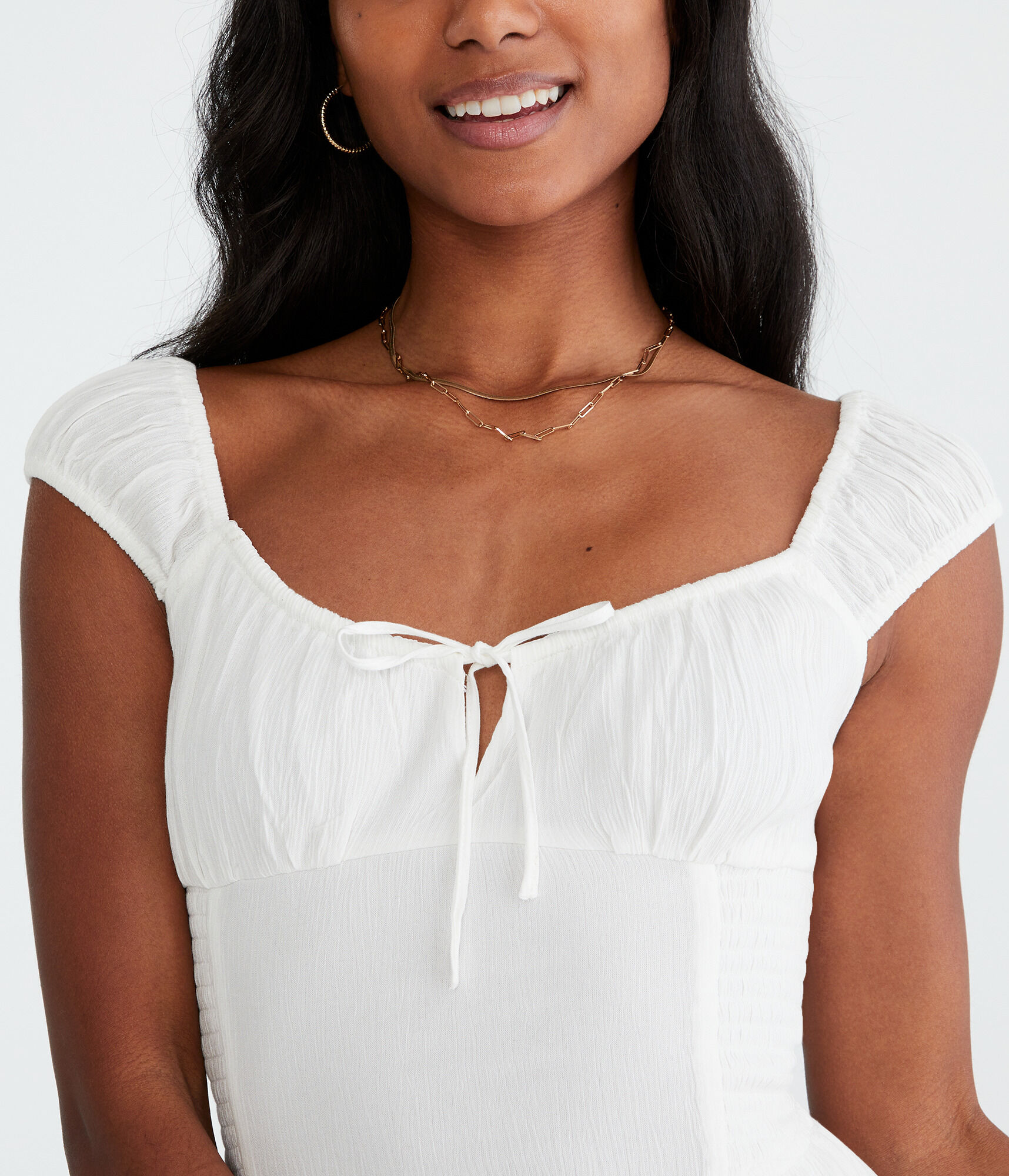 Solid Scoop-Neck Smocked Fit & Flare Dress