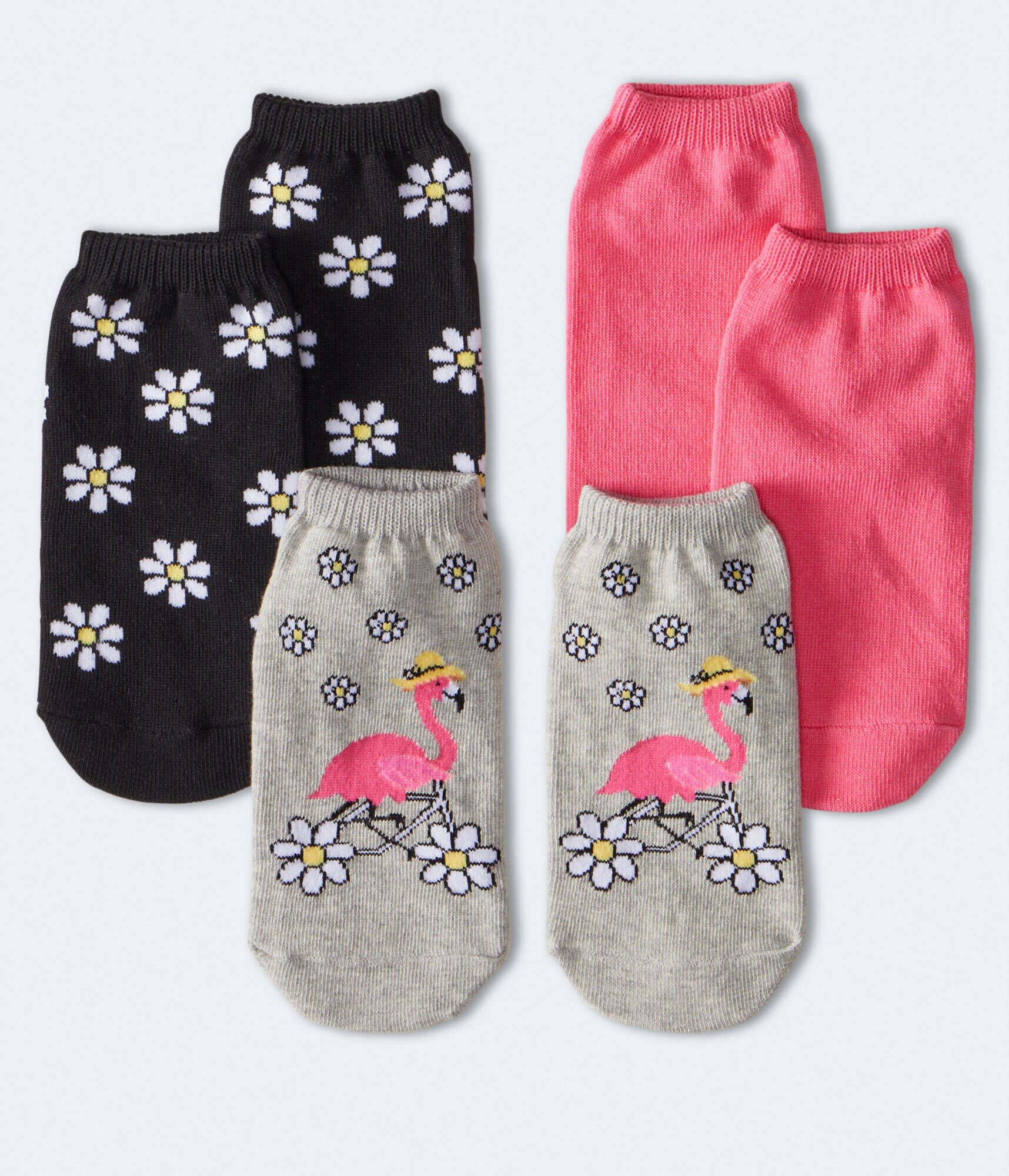 Floral Bike Flamingo Ankle Sock 3-Pack