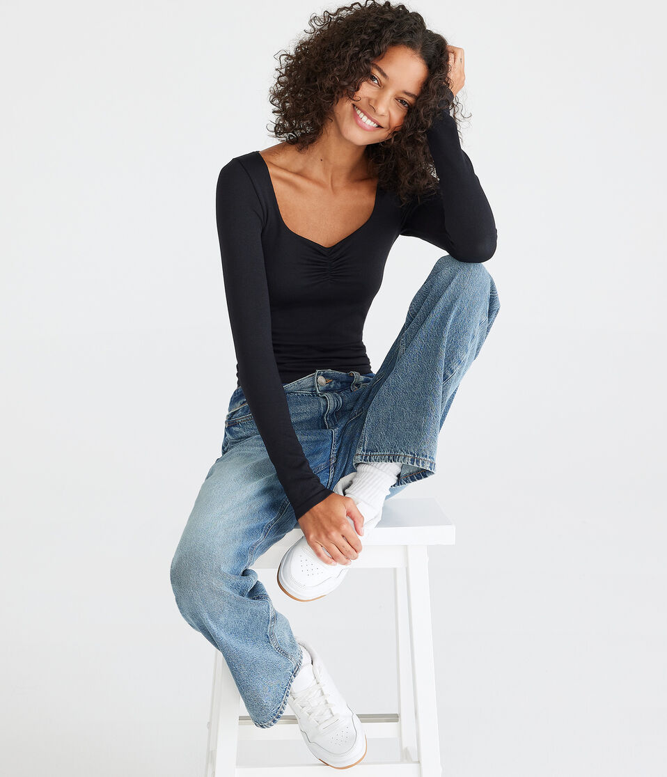 Long Sleeve Seriously Soft Sculpt Ruched Tee