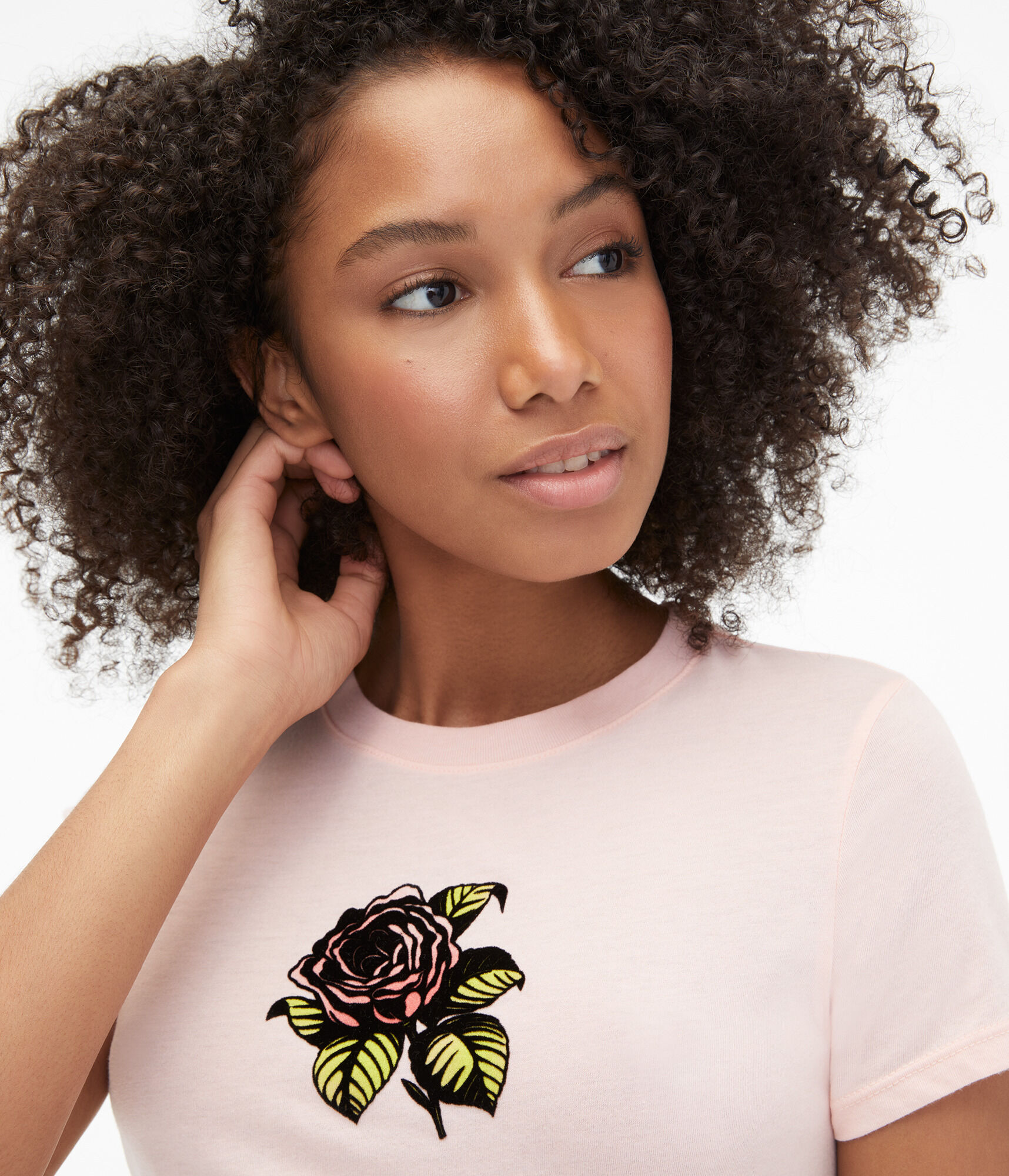 Flocked Rose Graphic Tee