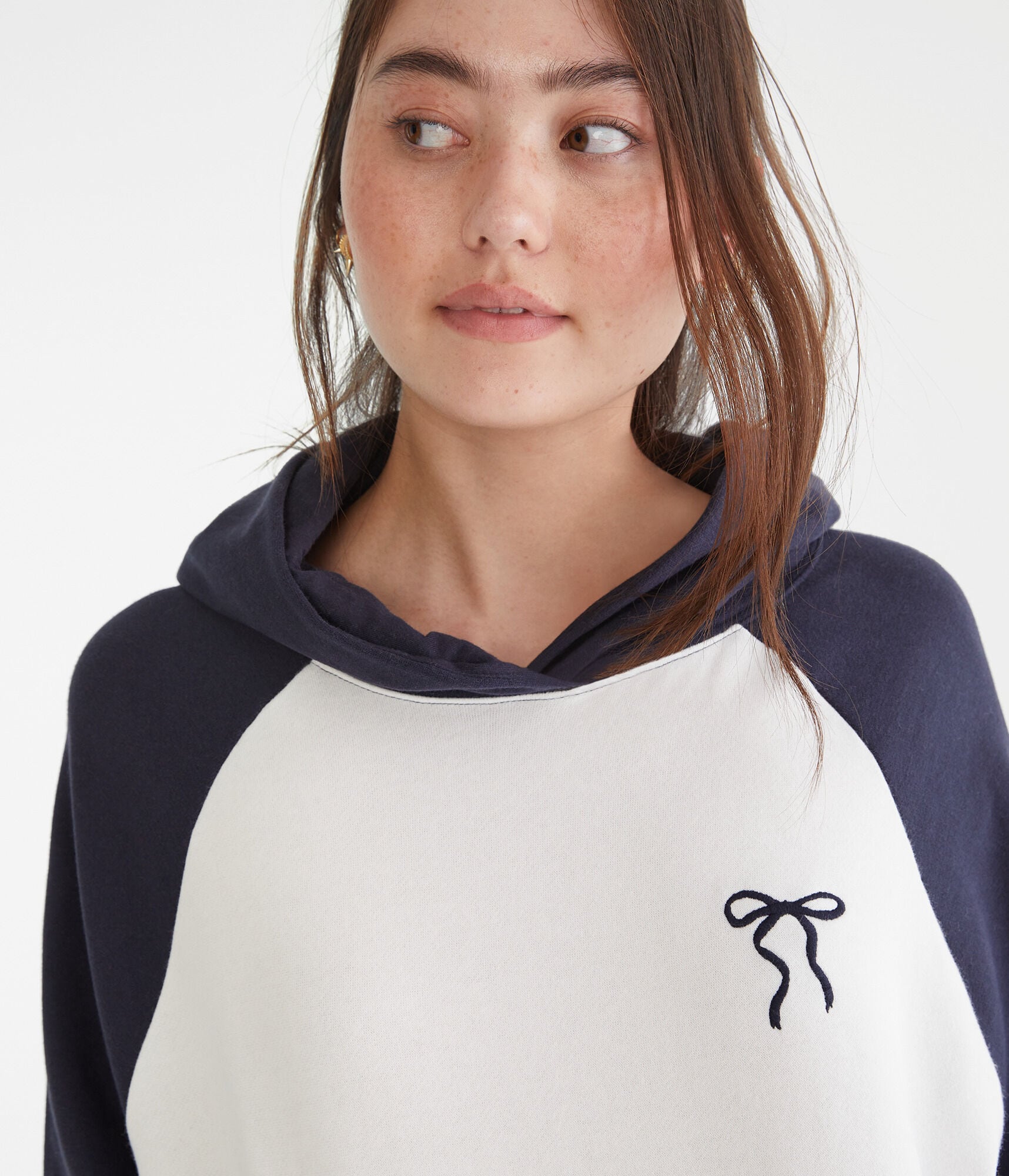 Bow Oversized Raglan Pullover Hoodie