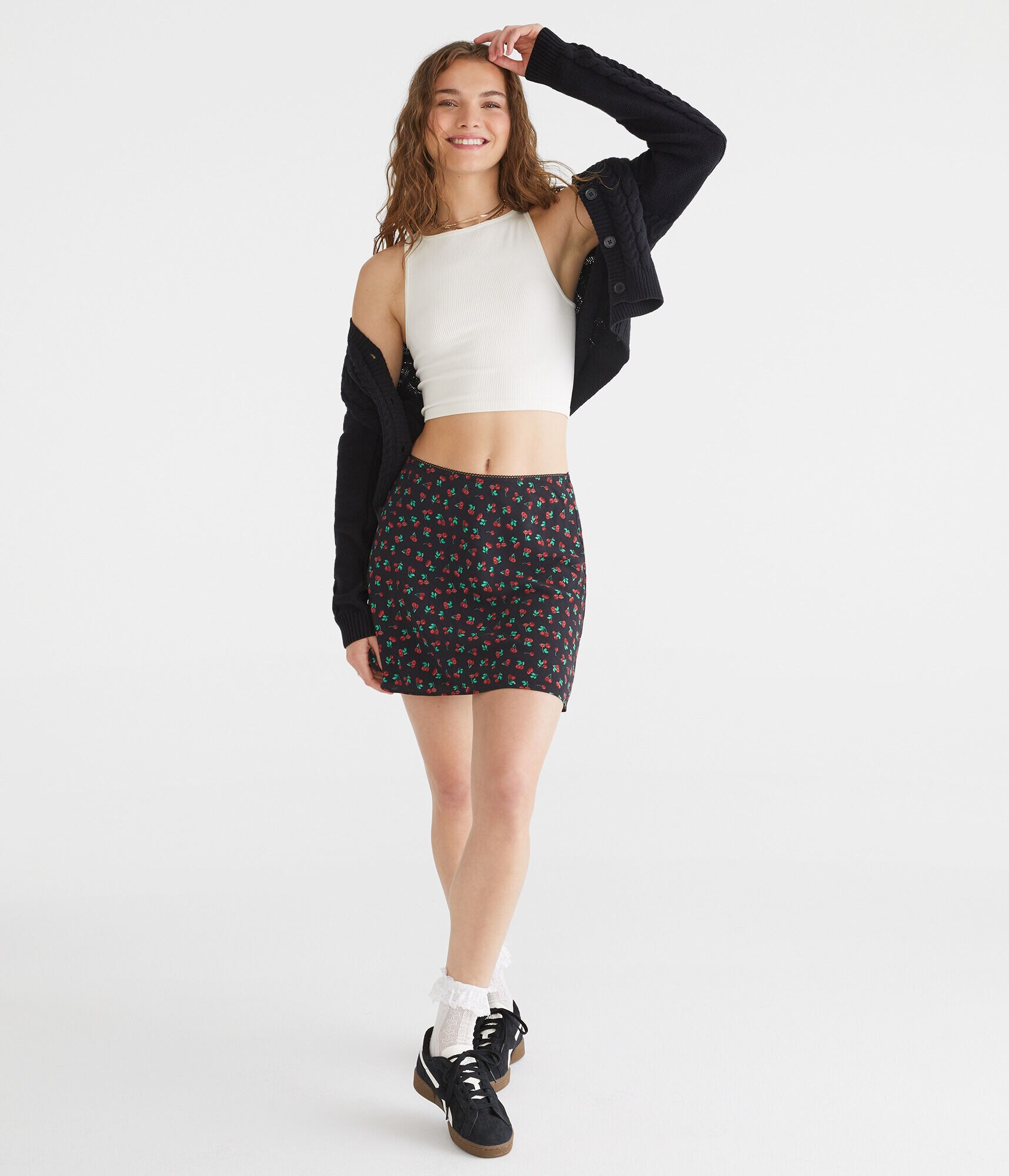 Cherry Print Mini Skirt