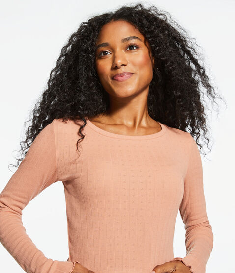 Long Sleeve Ribbed Cropped Shrunken Tee