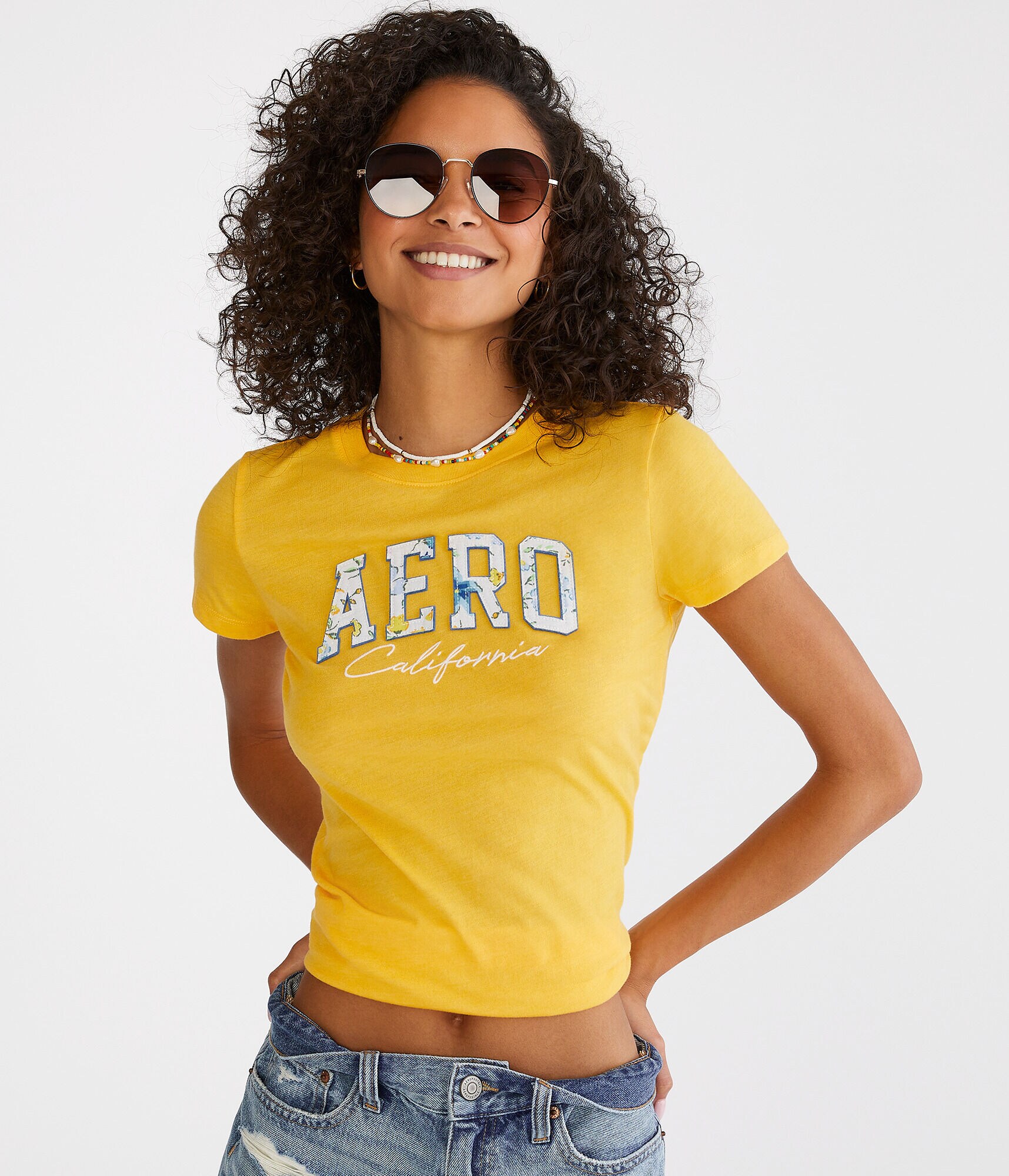 Aero Floral Fill Appliqu&eacute; Graphic Tee