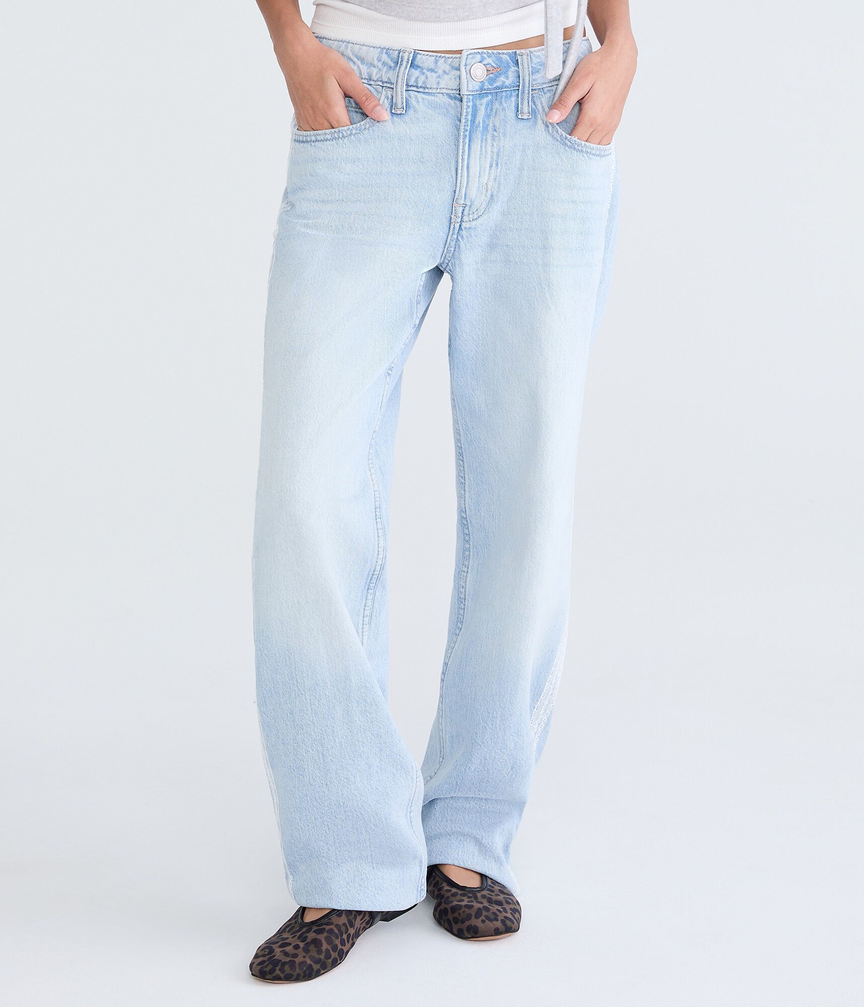Low-Rise Baggy Lace Stripe Jean