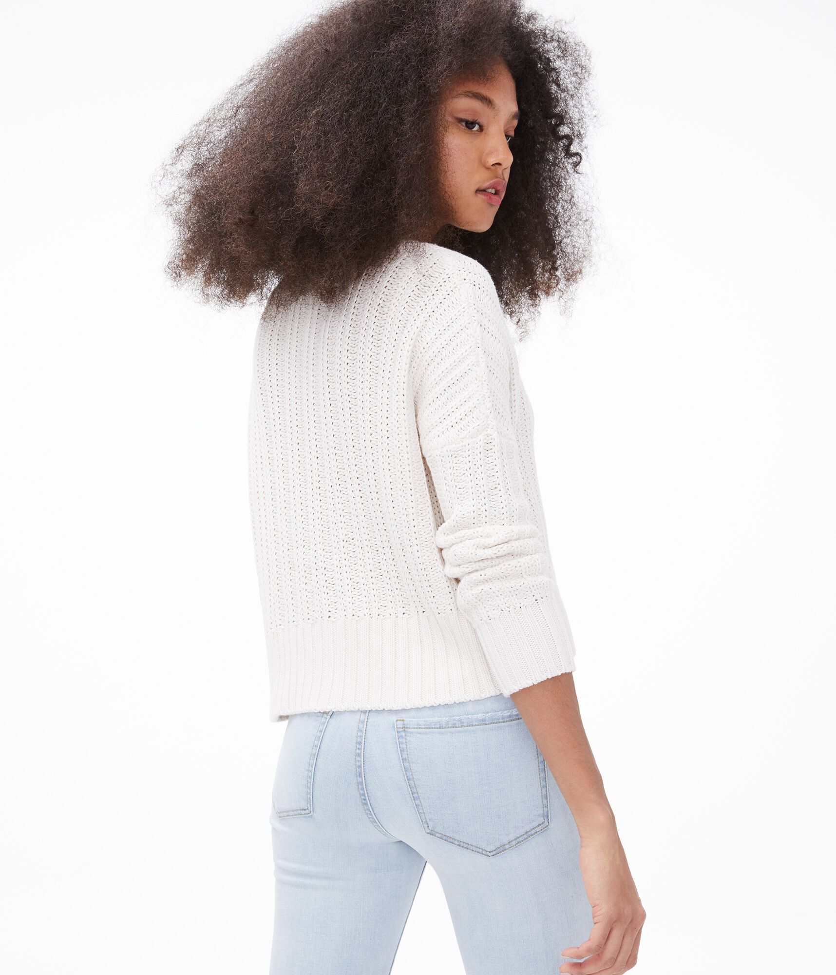 Cropped V-Neck Sweater