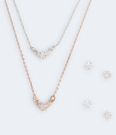 Best Friends Cubic Zirconia Star Necklace Earring Set