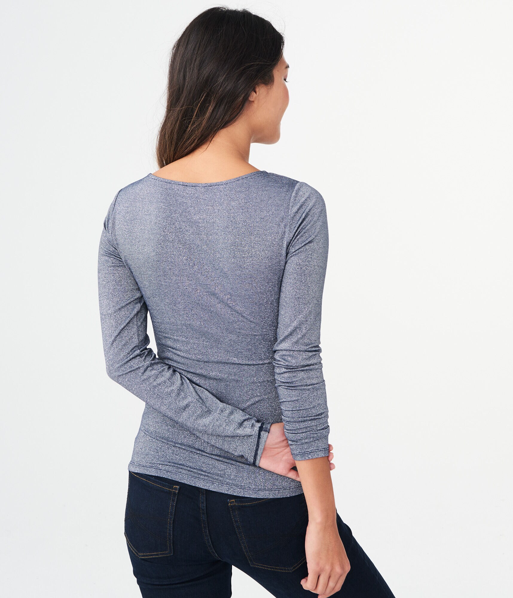 Long Sleeve Sparkle Keyhole Top***