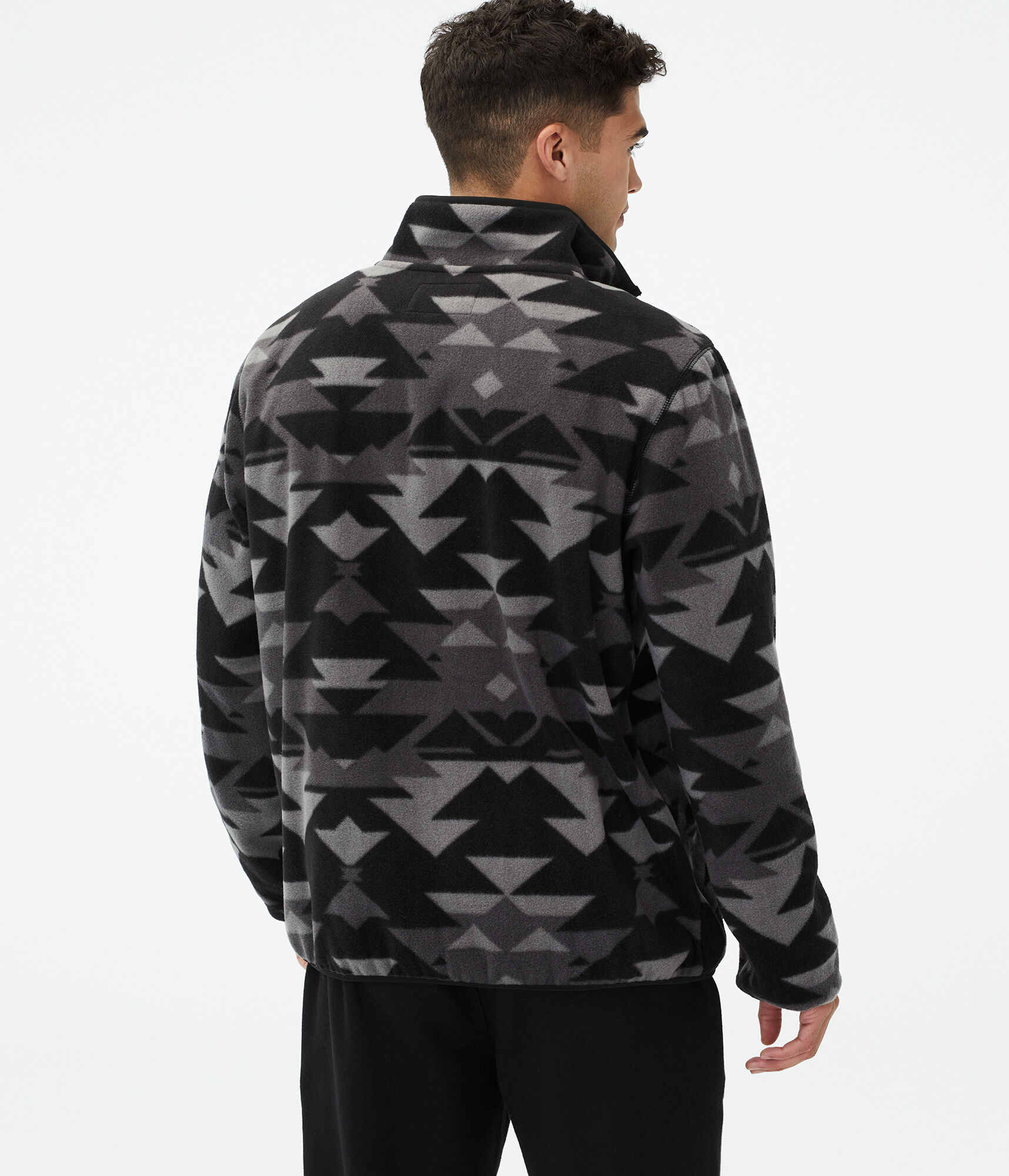 Geometric Print Microfleece Full-Zip Jacket