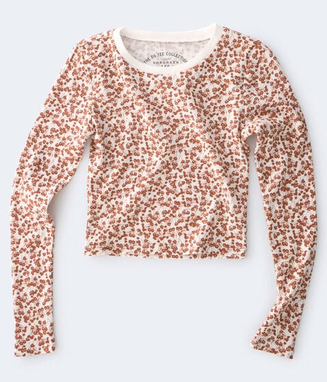 Long Sleeve Floral Thermal Shrunken Tee*** Long Sleeve Floral Thermal Shrunken Tee***