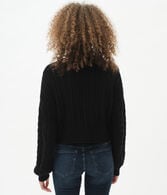 Slouchy Cable Cropped V-Neck Cardigan