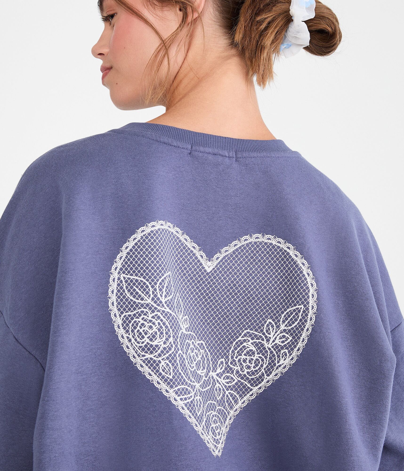 Cloud Soft Lace Heart Crew Sweatshirt