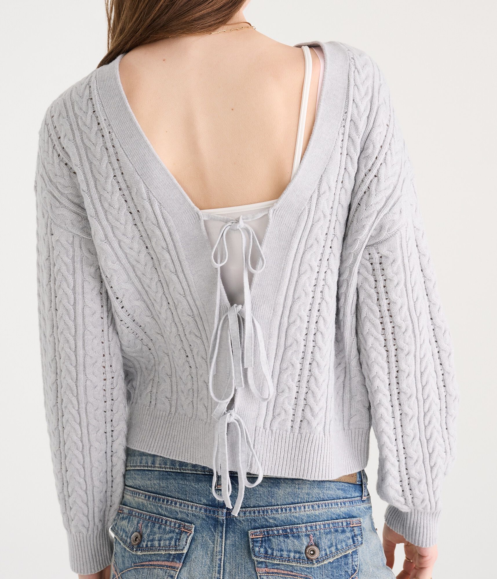 Cable Reversible Tie Cardigan