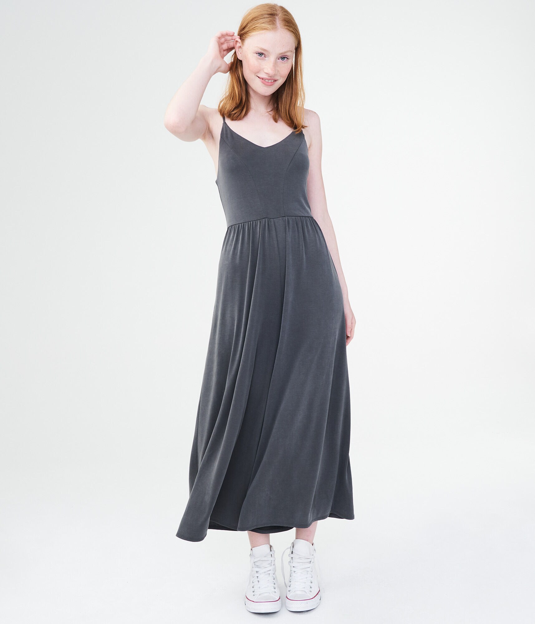 Solid V-Neck Sandwashed Jumpsuit