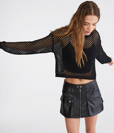 Mesh Cropped Sweater