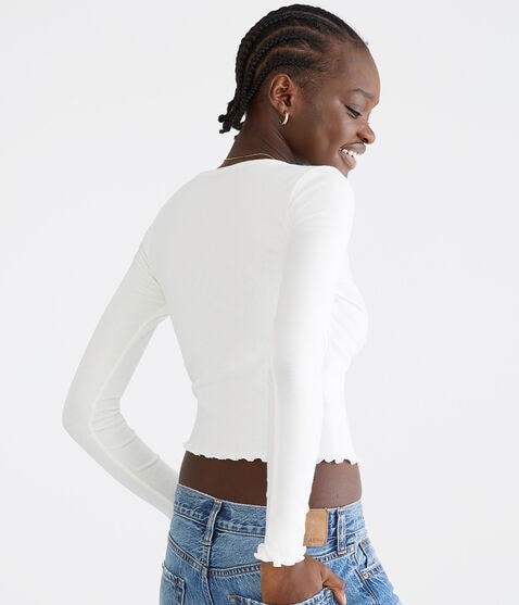 Long Sleeve Ribbed Cropped Shrunken Tee Long Sleeve Ribbed Cropped Shrunken Tee