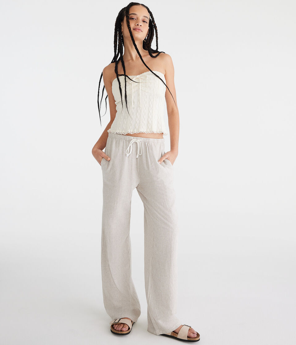 Striped Linen Drawstring Pants
