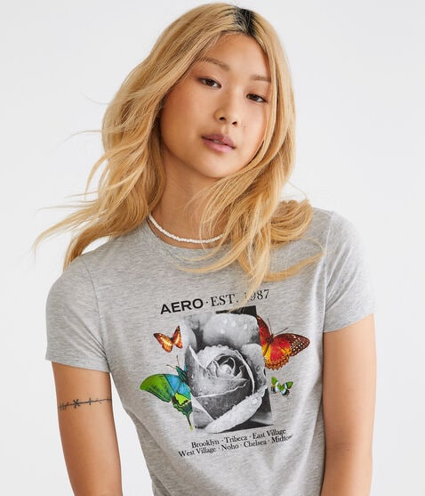 Aero Rose Butterfly Graphic Tee Aero Rose Butterfly Graphic Tee