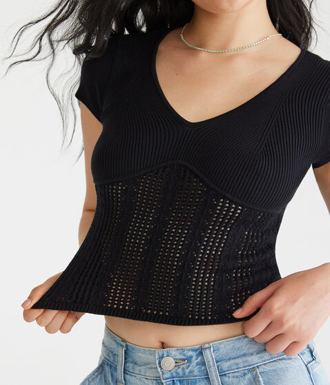 Pointelle Knit Crop Top Pointelle Knit Crop Top
