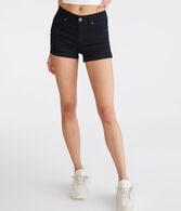 High-Rise Denim Midi Shorts