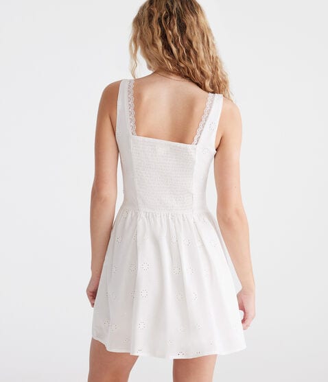 Solid Scoop-Neck Eyelet Fit & Flare Dress Solid Scoop-Neck Eyelet Fit & Flare Dress