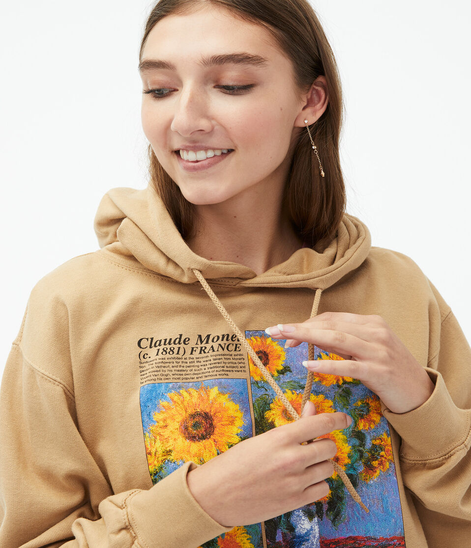 Monet's Sunflowers Boyfriend Pullover Hoodie