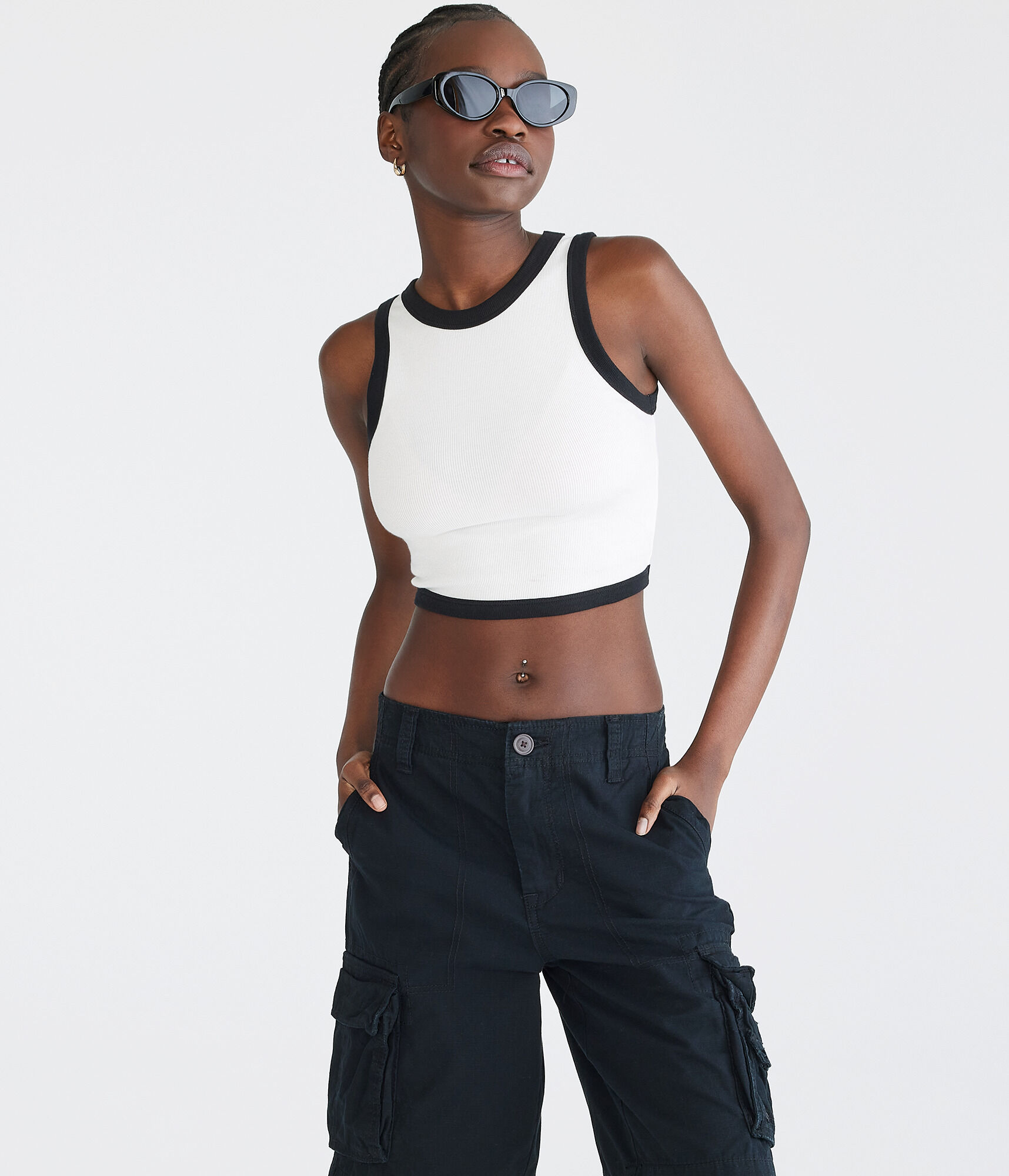 Seriously Soft Cropped High-Neck Ringer Tank