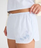 Thin Stripe Embroidered Sleep Shorts