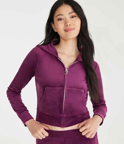 Juicy Couture Bling Velour Full-Zip Hoodie Juicy Couture Bling Velour Full-Zip Hoodie