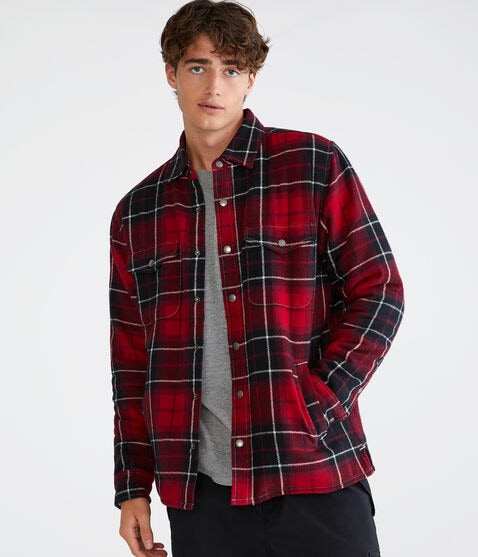 Plaid Flannel Sherpa-Lined Shacket