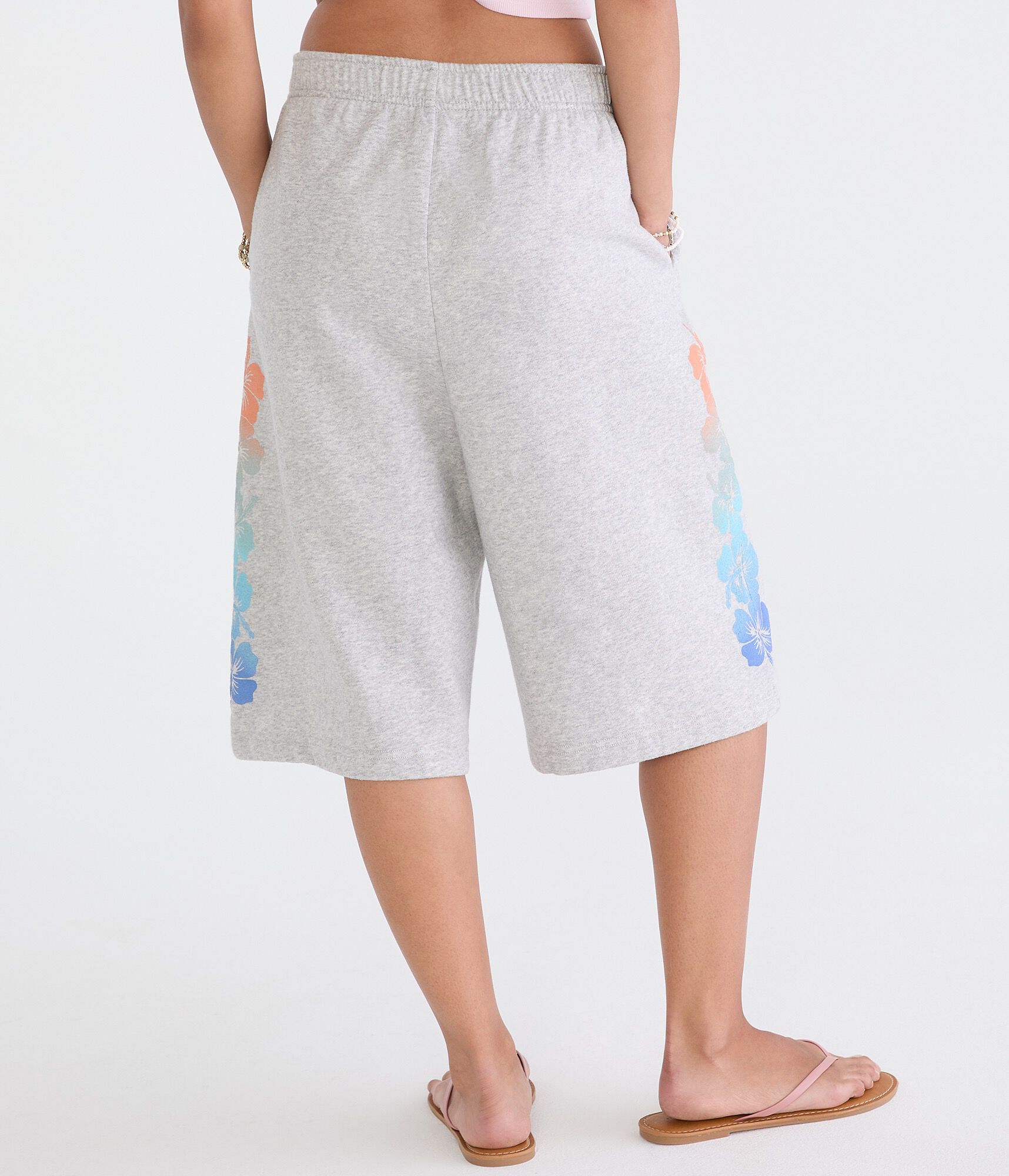 Roxy Hibiscus Mid-Rise Baggy Bermuda Fleece Shorts