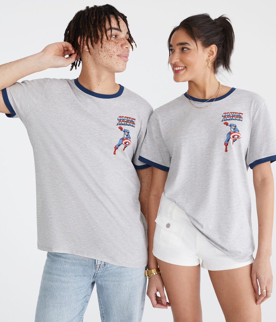 Marvel | Aero Captain America Relaxed Ringer Graphic Tee