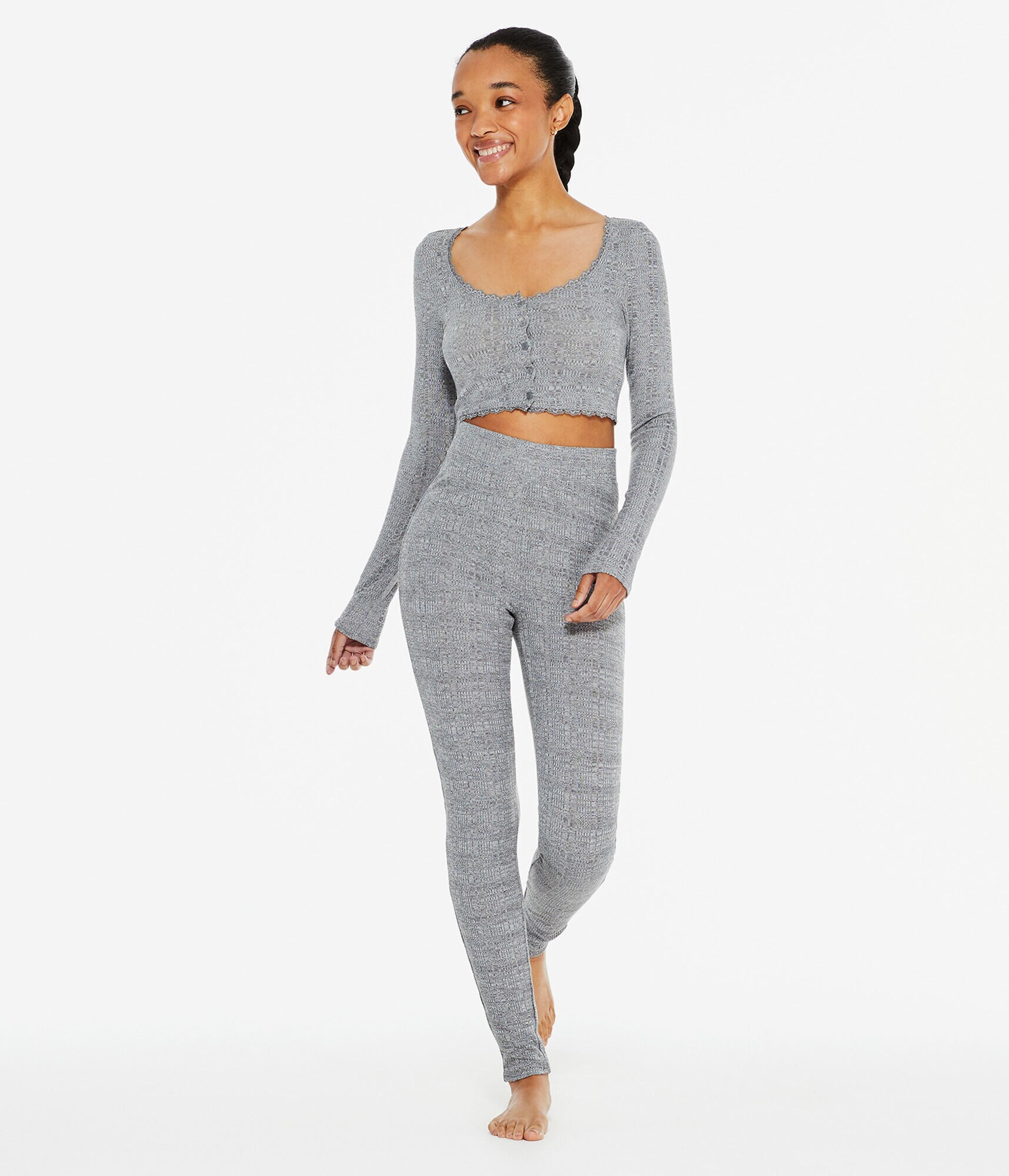 High-Rise Ribbed Sleep Leggings